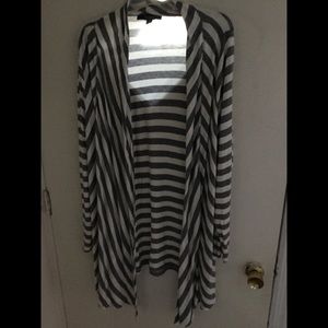 Stripe open front cardigan